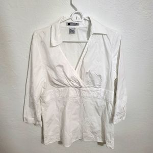 Carole Little White Embroidered Shirt Size Large